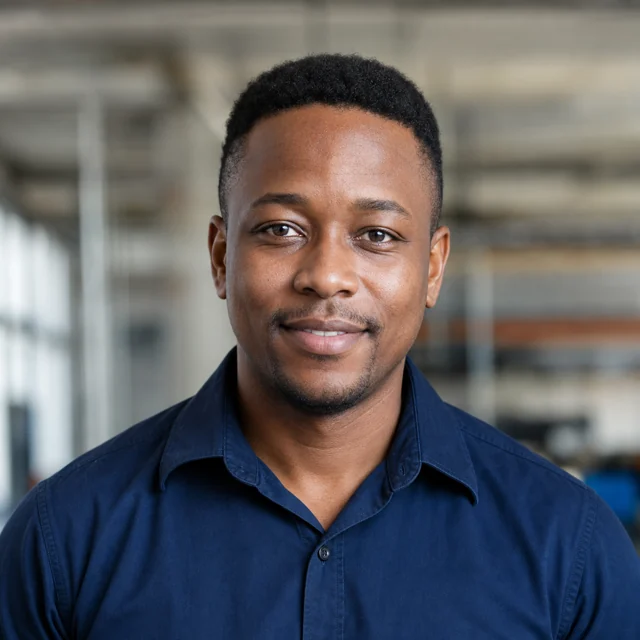 Representative portrait for Sipho N., a Black South African man